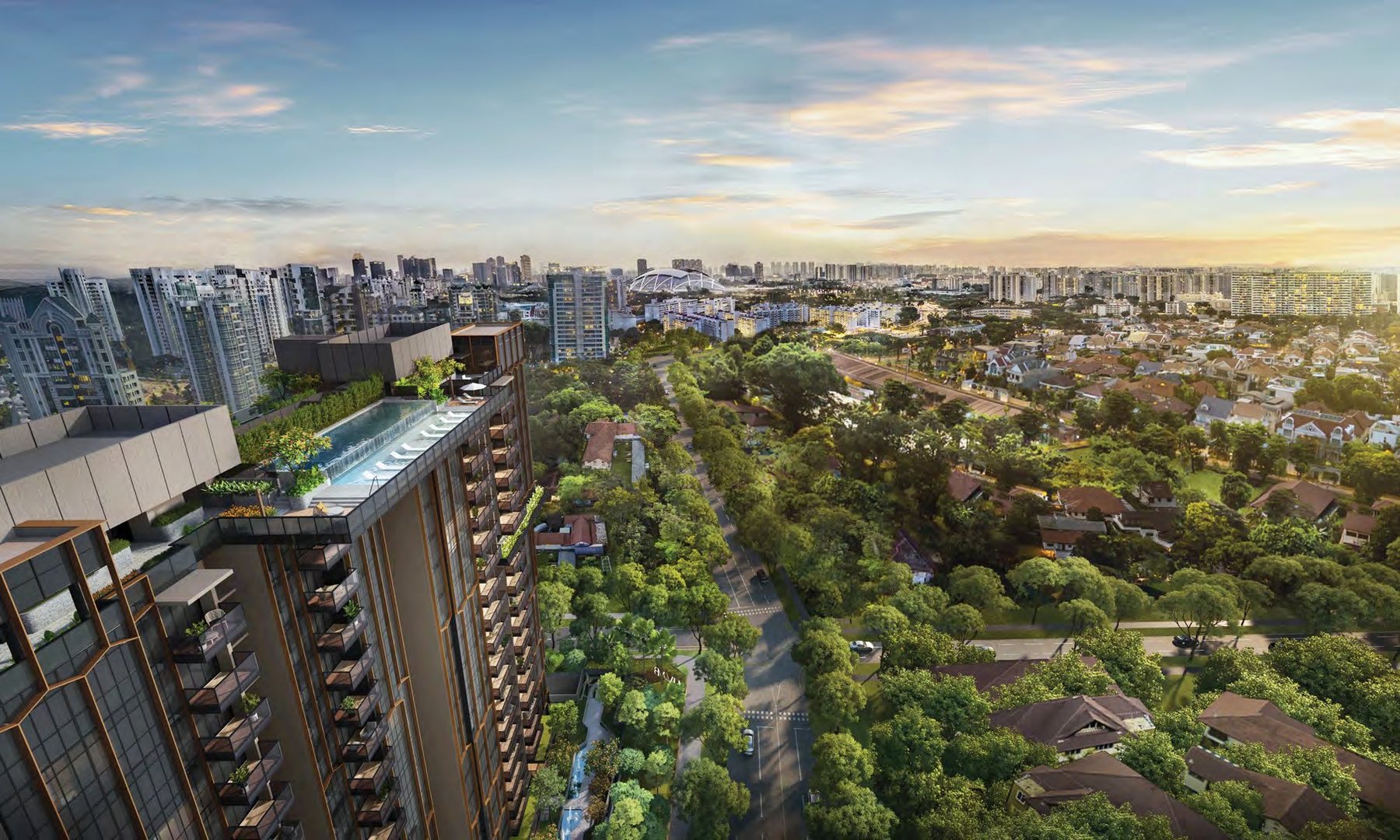 Aerial view of Liv@MB above the Mountbatten landed homes