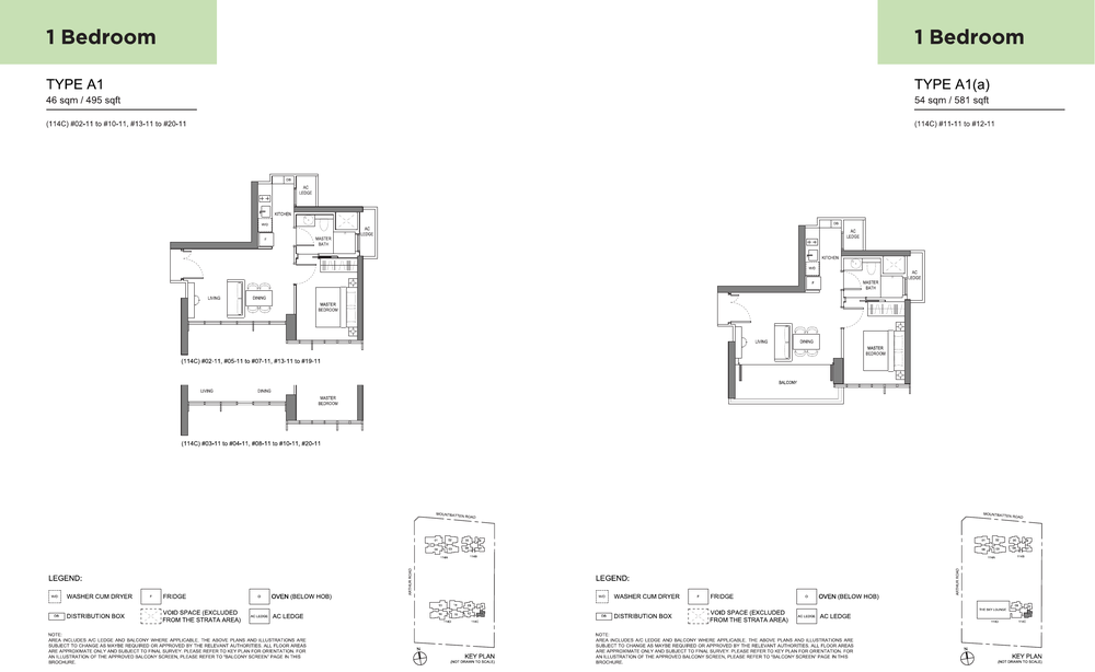 1-Bedroom, Types A1 and A1(a)