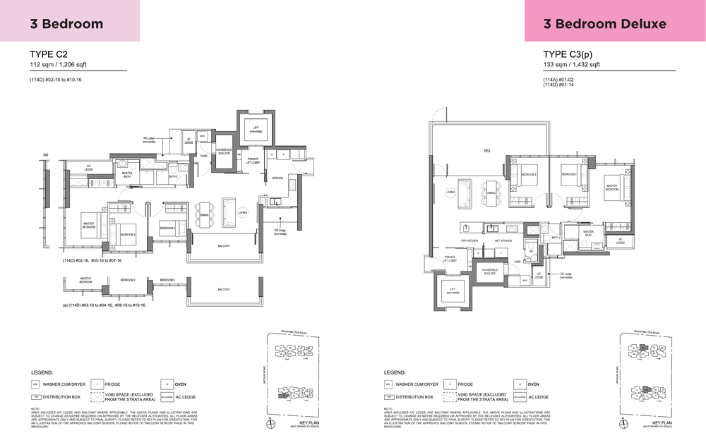 3-Bedroom and 3-Bedroom Deluxe, Types C2 and C3(p)